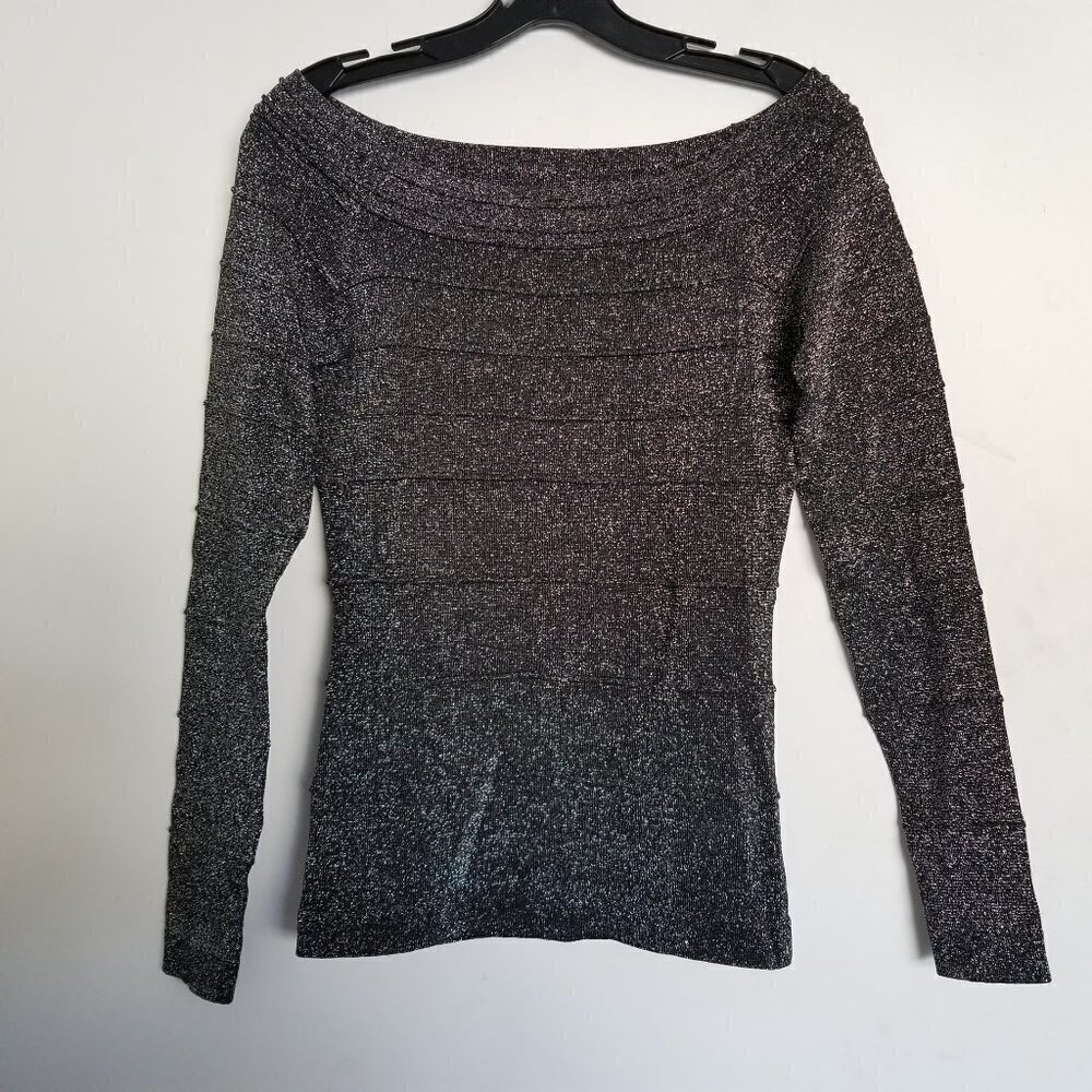 New Cache Metallic Textured Long Sleeve Top Blouse - image 2